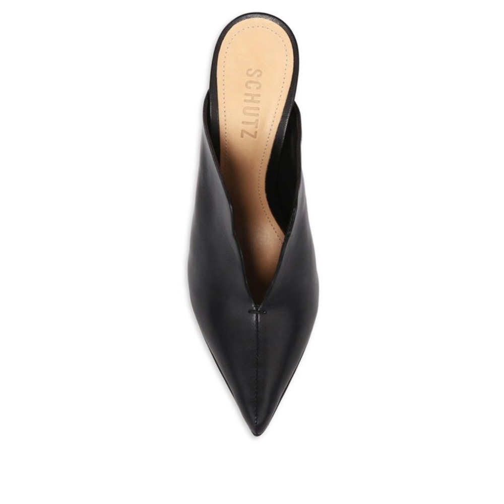 Schutz leather high heel Docia mule with slit Sz 11B runs small.